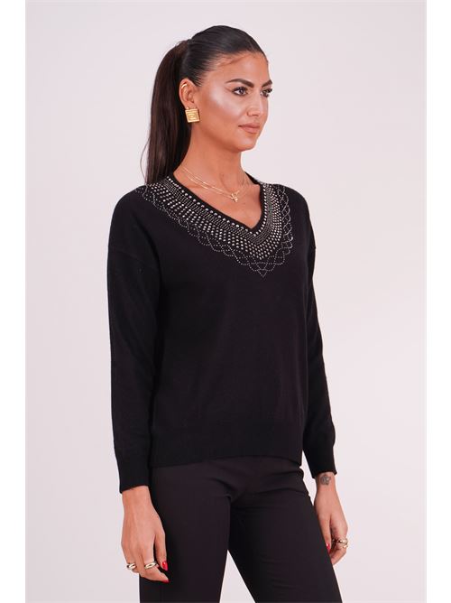 Maglia con strass Love To Love by Gai Mattiolo | LT896NERO